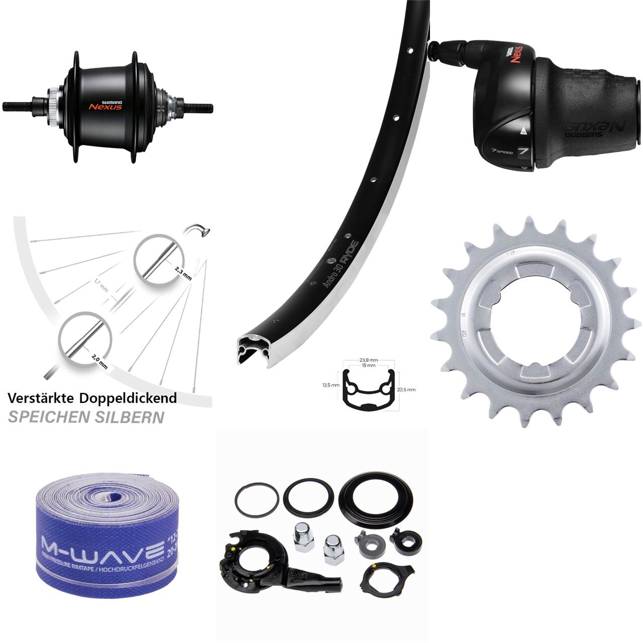 26 Zoll Hinterrad Ryde Andra 30 Shimano Nexus 7 Gang Freilauf