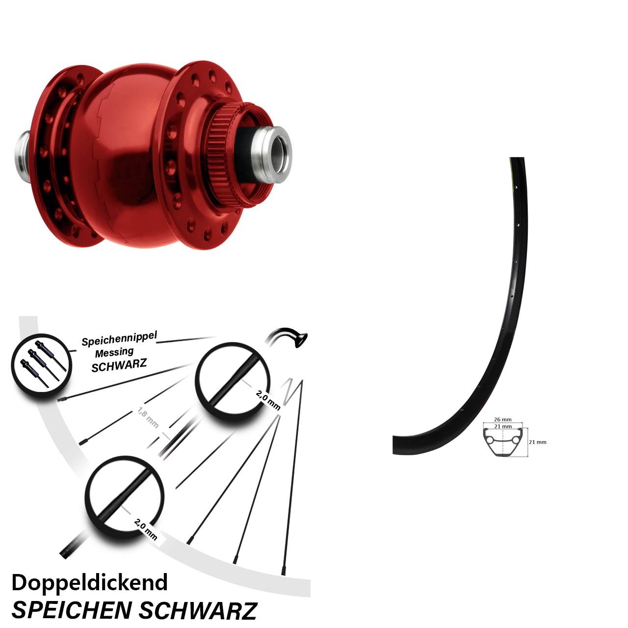 Vorderrad Gravel Son 28 Nabendynamo rot Centerlock Steckachse 27,5 Zoll Giant