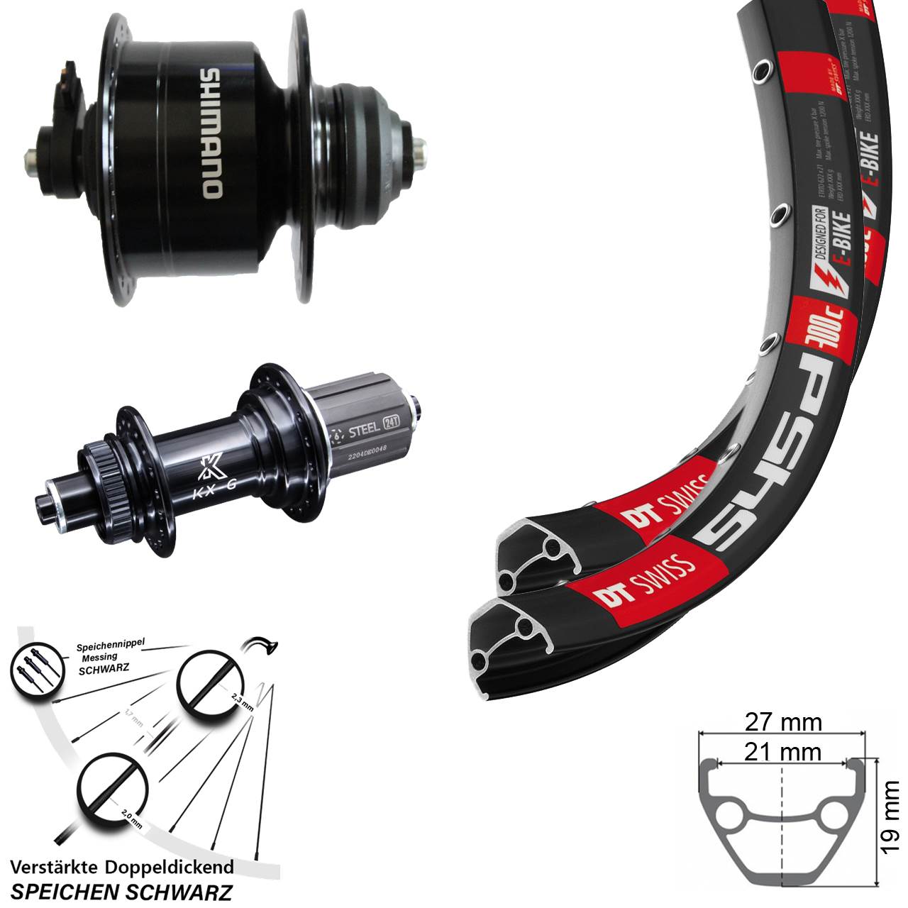 Centerlock Laufradsatz QR 26 Zoll DT Swiss 545d KX-GS Heavy Duty Shimano DH-3D72 8-12 fach