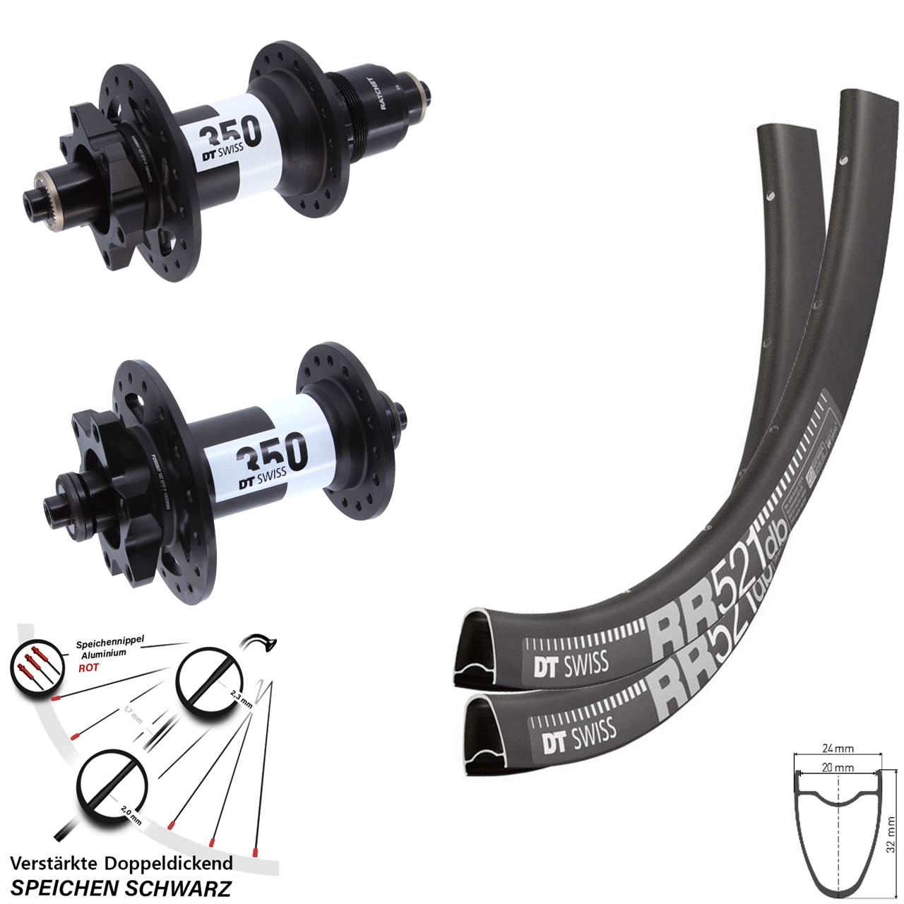 Disc Laufrad-Satz QR 28 Zoll DT Swiss RR 521 350 XD 11-12 fach