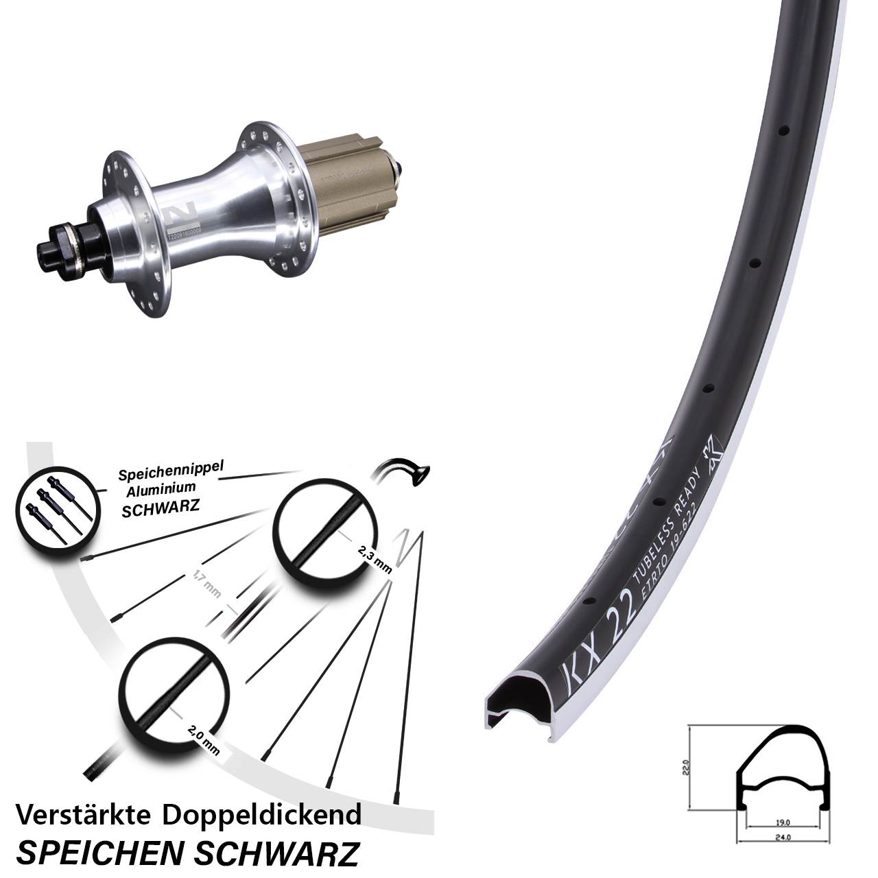 KX 22 OS Novatec F162SB 28 Zoll Hinterrad für Schnellspanner Campa 8-12 fach