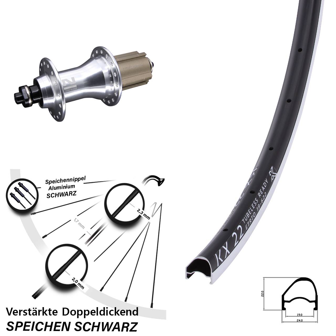 KX 22 OS Novatec F162SB 28 Zoll Hinterrad für Schnellspanner Campa 8-12 fach