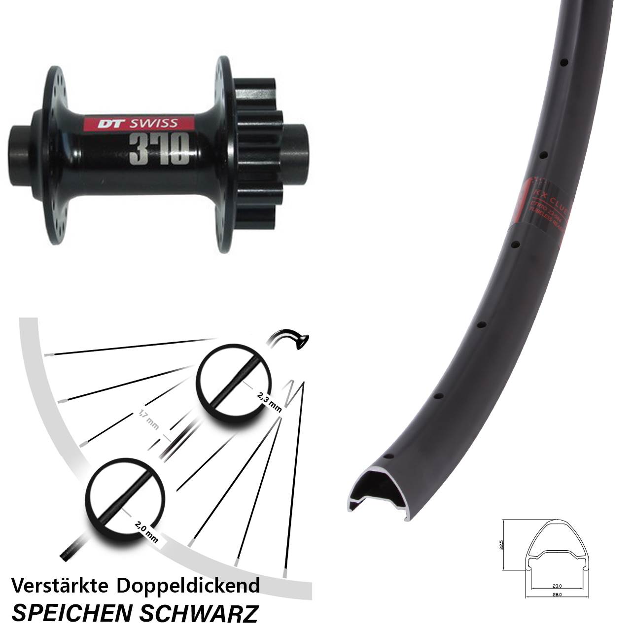 26 Zoll KX Clue DT Swiss 370 6-Loch Vorderrad 15x100