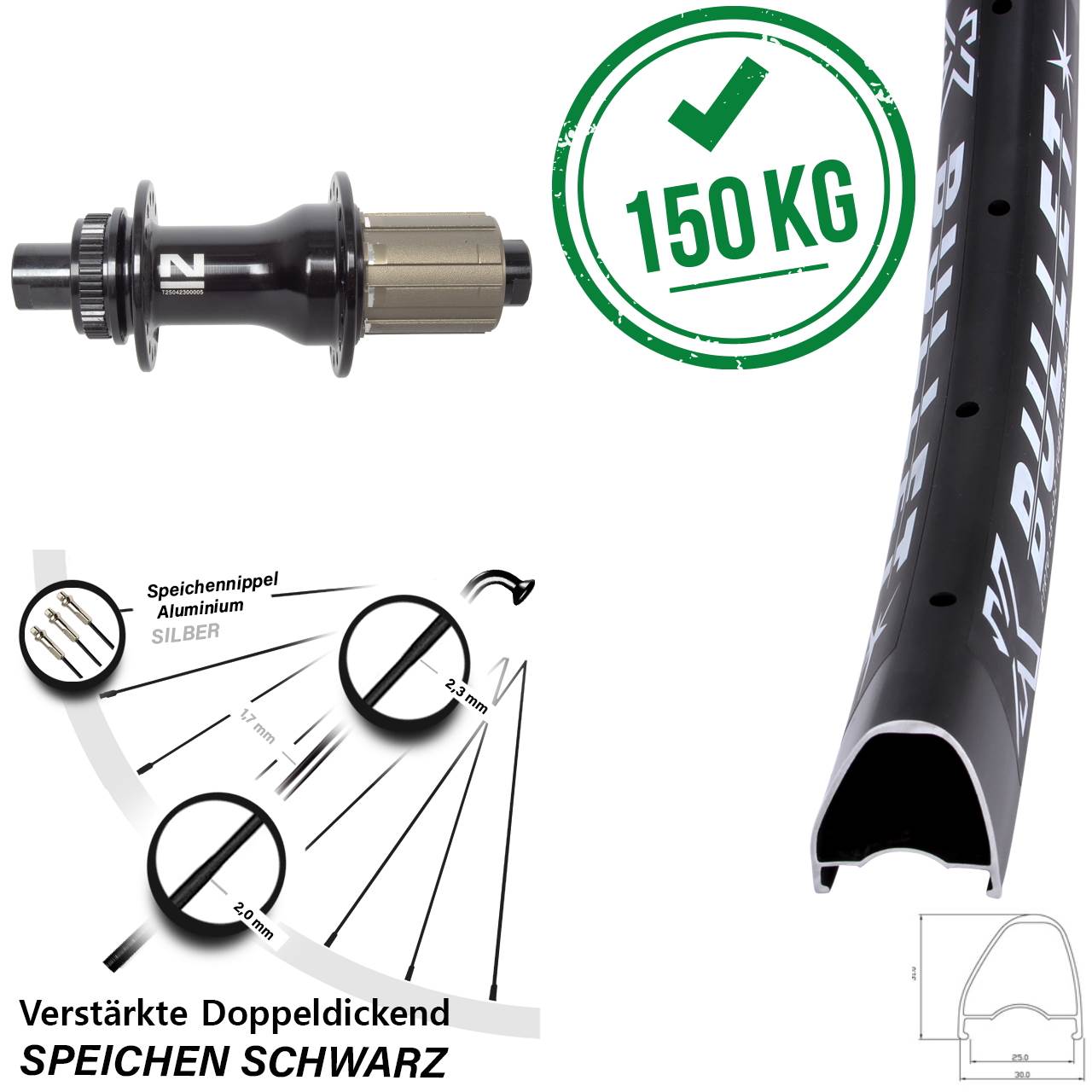 Disc Laufrad 12x142 28 Zoll KX Bullet OS Novatec D792 8-12 fach HG