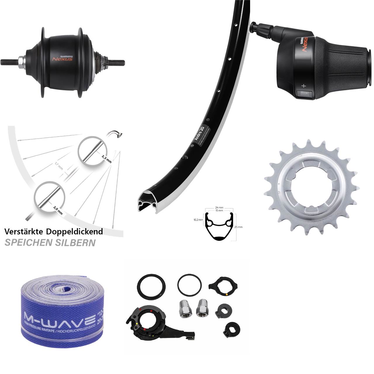 28 Zoll Ryde Andra 20 Shimano Nexus 8 Gang Premium Hinterrad