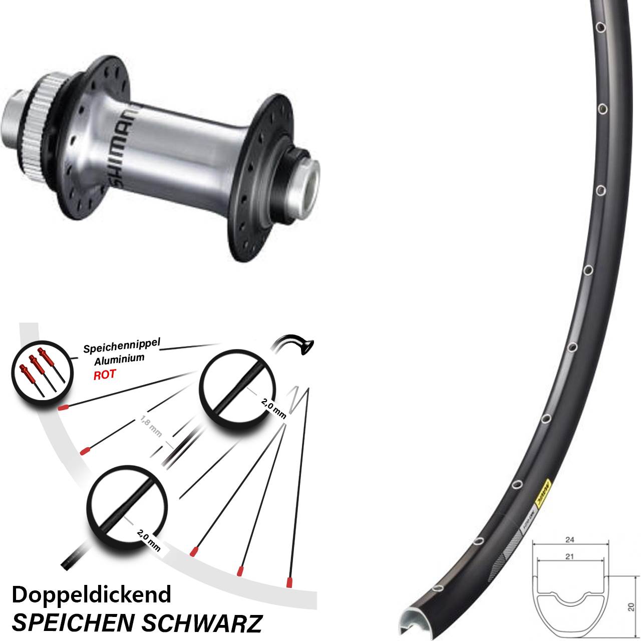 Centerlock Vorderrad 28 Zoll Mavic XC 621 Shimano HB-RS770 12x100
