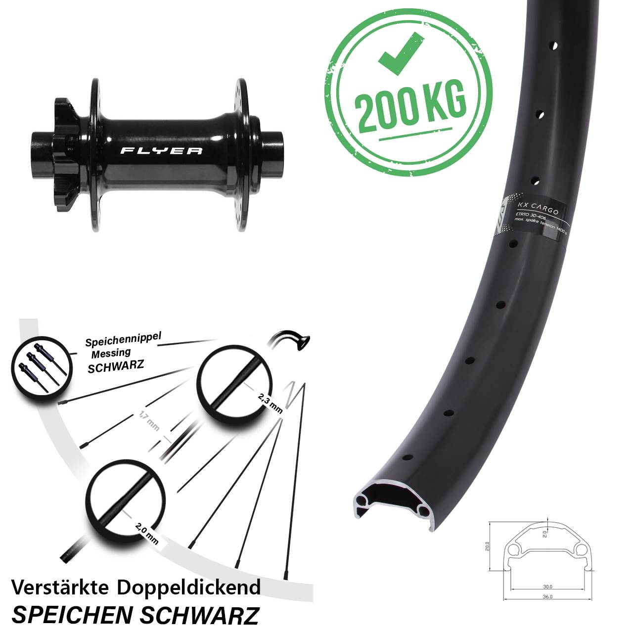 6-Loch Vorderrad 27,5 Zoll KX Cargo Formula DC-711 15x110 Boost