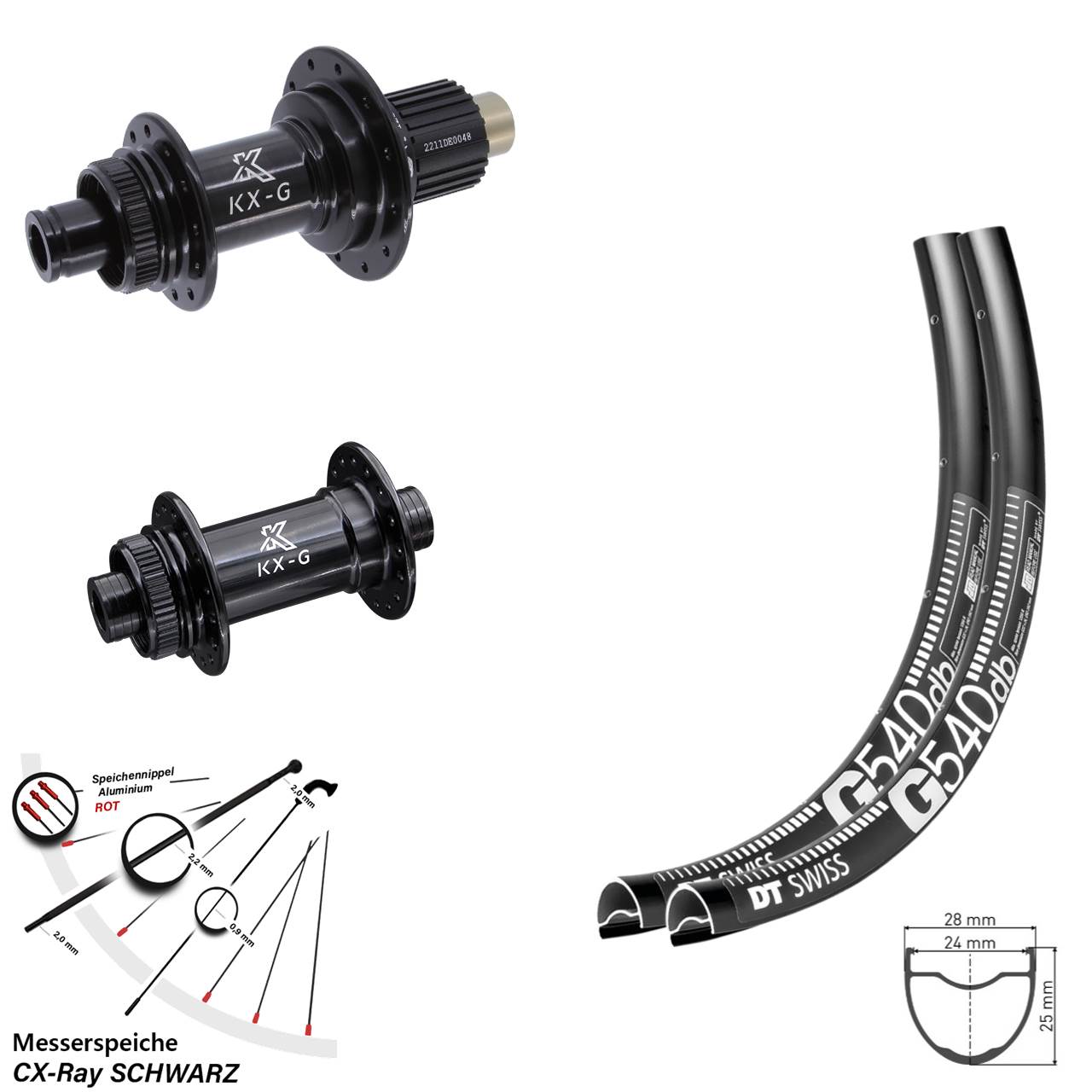 Centerlock Laufradsatz 12x100/142 29 Zoll DT Swiss G540 KX-G Steckachse Micro Spline