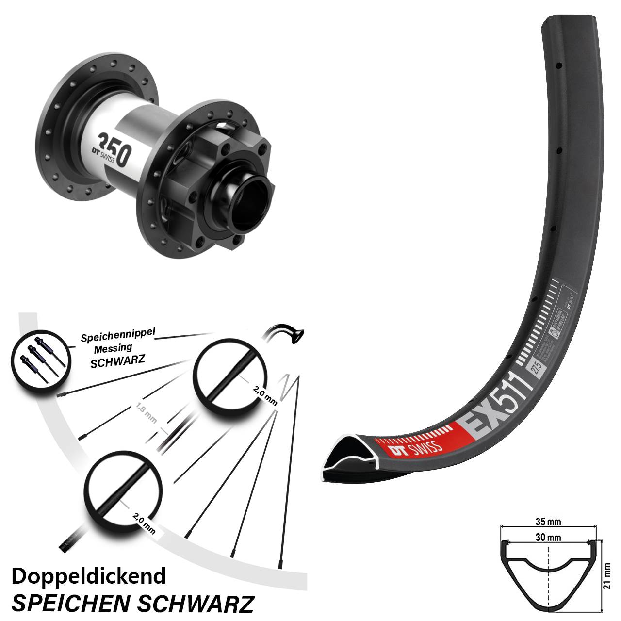 Disc Laufrad 29 Zoll DT Swiss EX 511 350 20x110 Boost