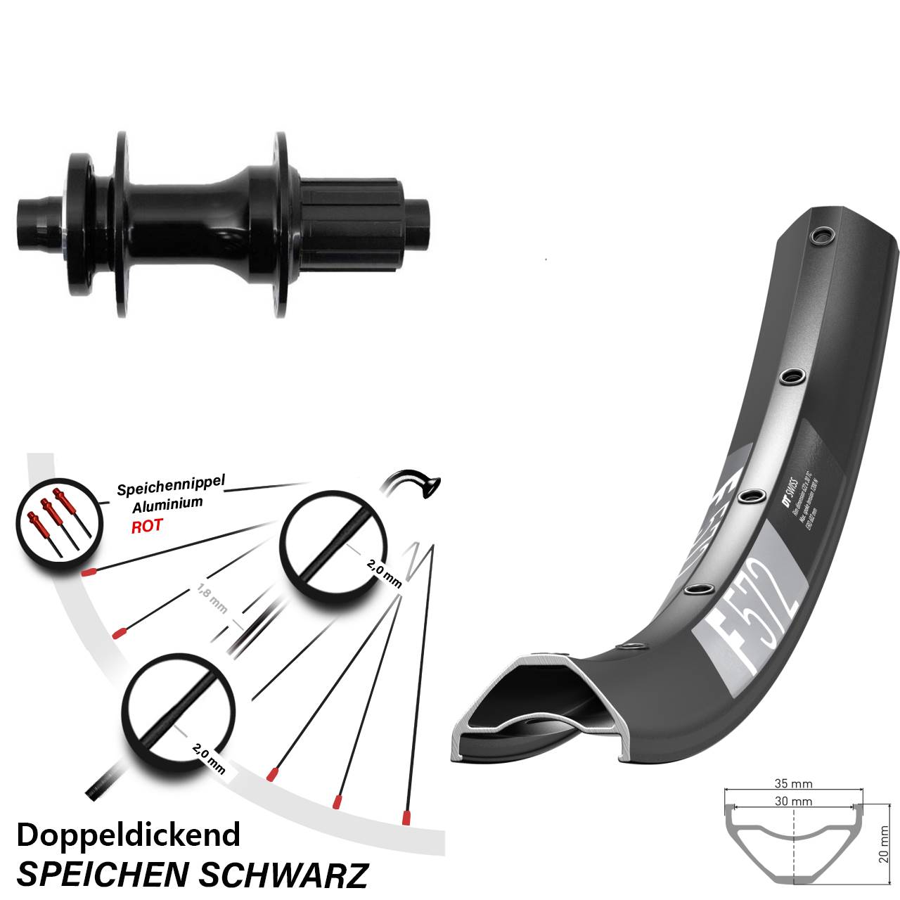 DT Swiss F 572 Fastace 27,5 Zoll 6-Loch Hinterrad 12x148 8-12 fach