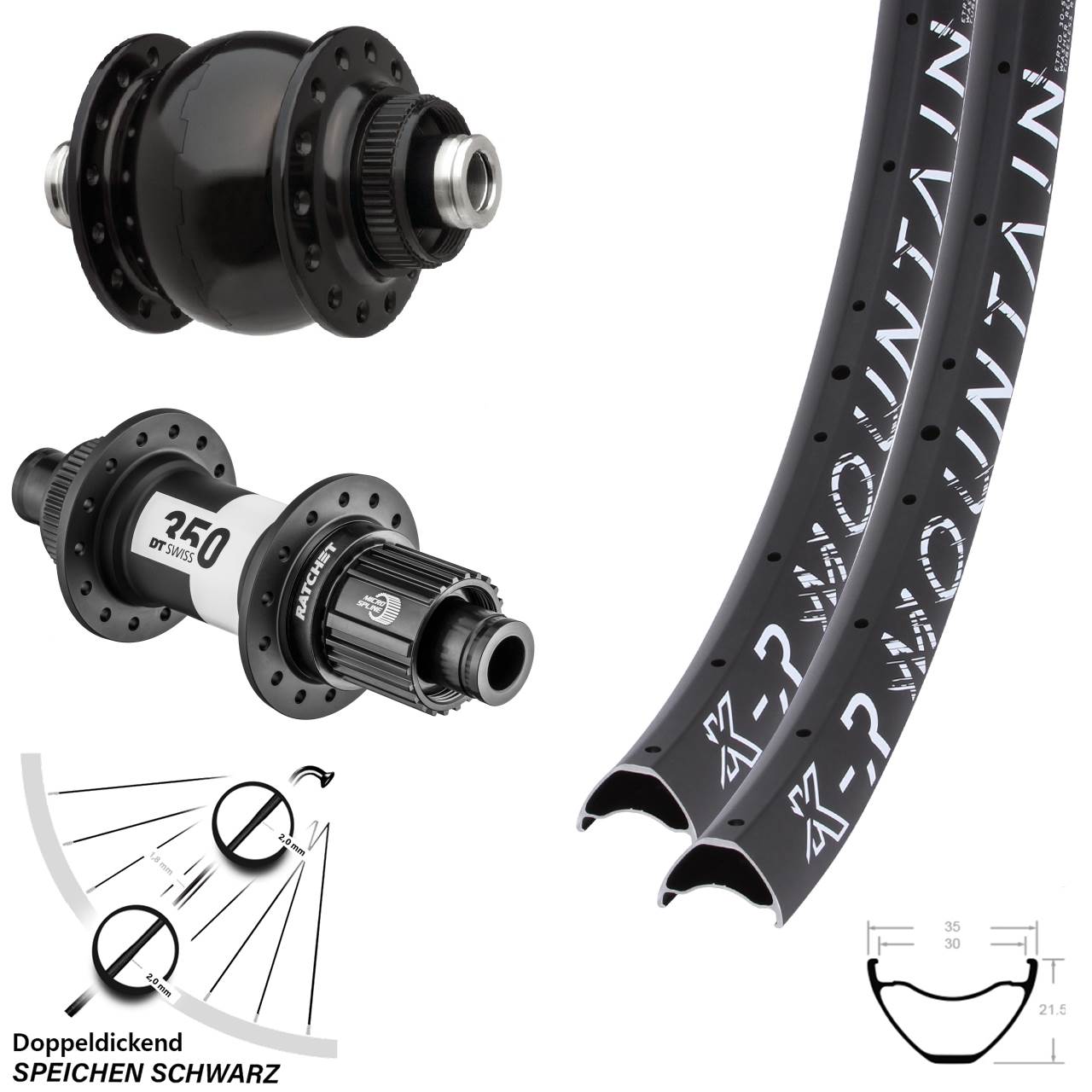 Disc Laufradsatz 12x100/142 27,5 Zoll KX-R Mountain DT Swiss 350 SONdelux Micro Spline