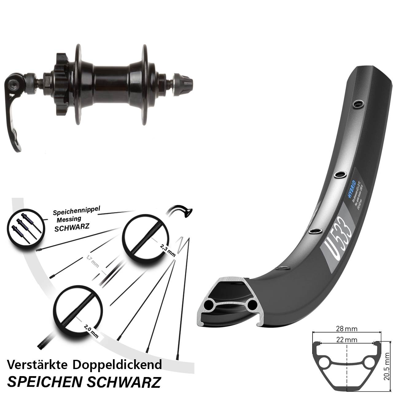 Disc Vorderrad für Schnellspanner 27,5 Zoll DT Swiss U533 Novatec