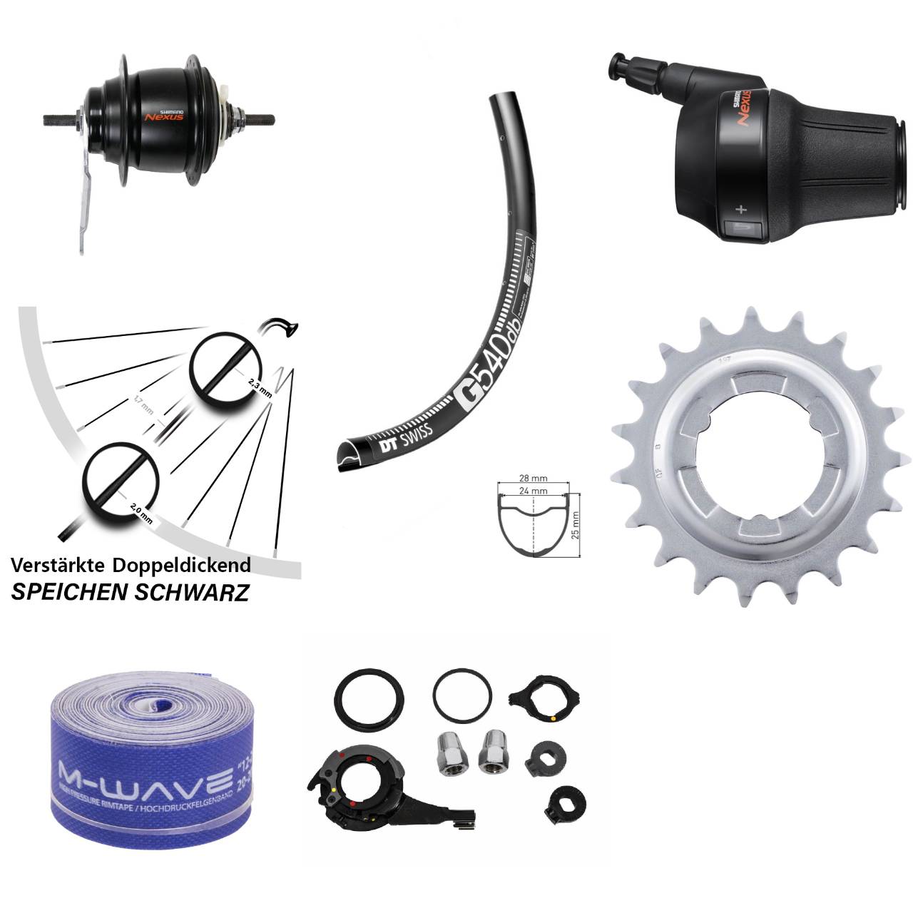 28 Zoll Hinterrad Shimano Nexus 8-Gang DT Swiss G540 mit Rücktrittbremse