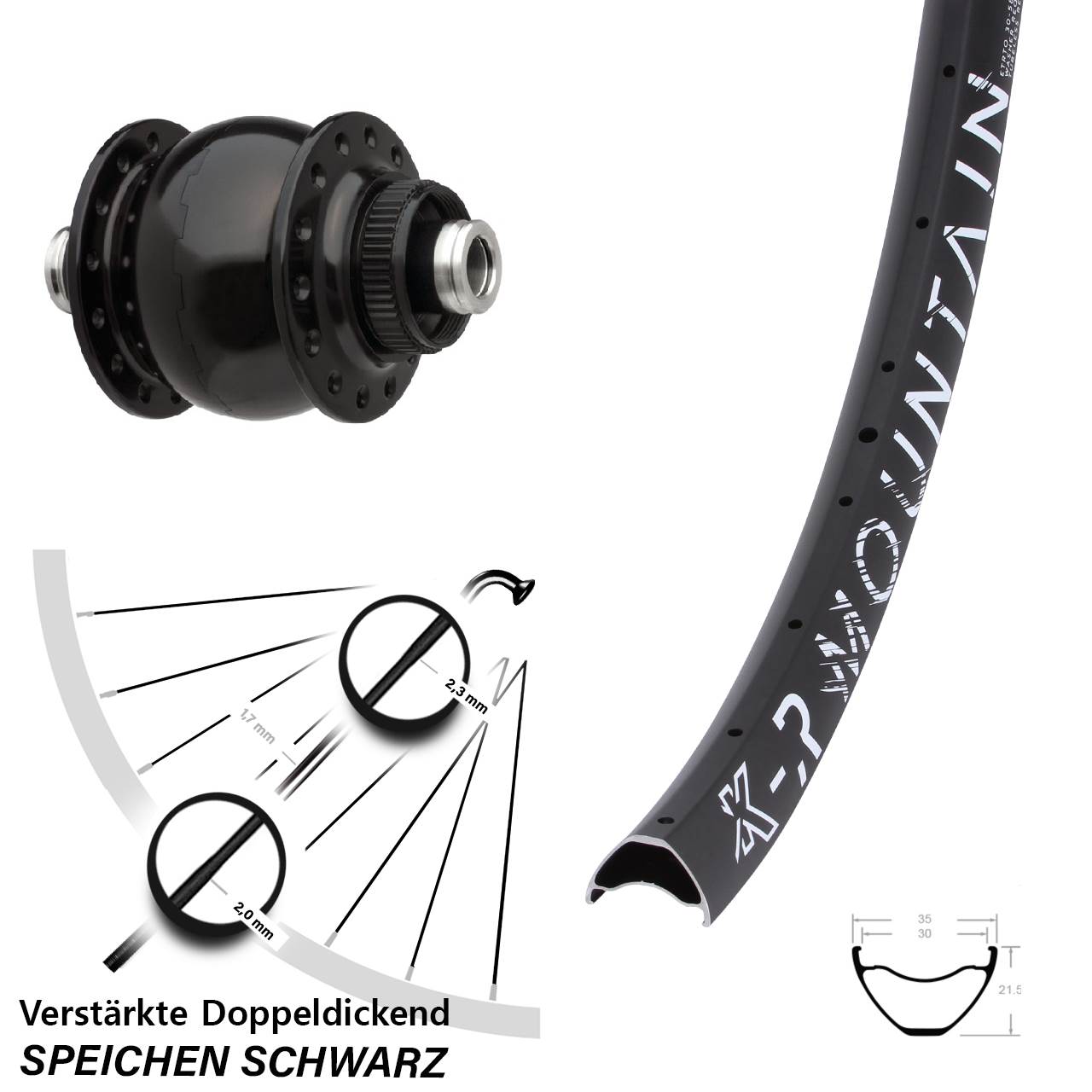 Centerlock Dynamo-Vorderrad 12x100 29 Zoll KX-R Mountain SONdelux