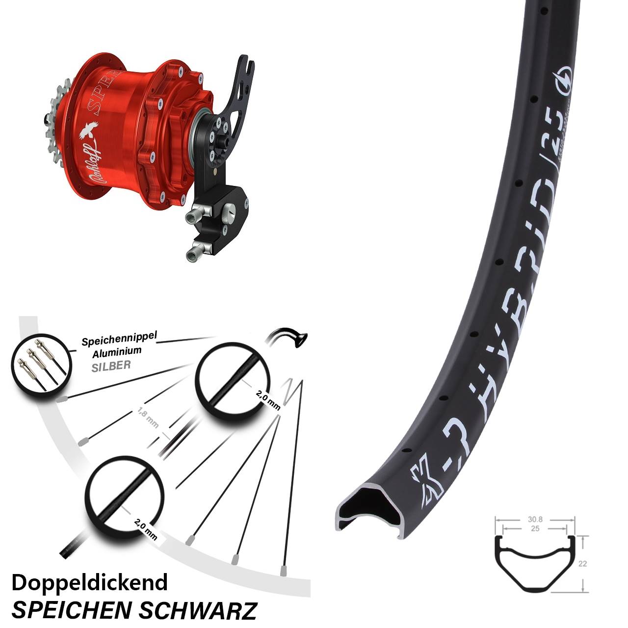 KX-R Hybrid 25 Rohloff Speedhub 500/14 CC DB PM rot 29 Zoll Disc Laufrad