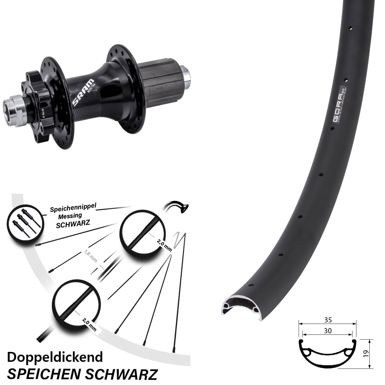 Disc Laufrad 12x148 29 Zoll Gora 30 Sram 746 8-11 fach HG