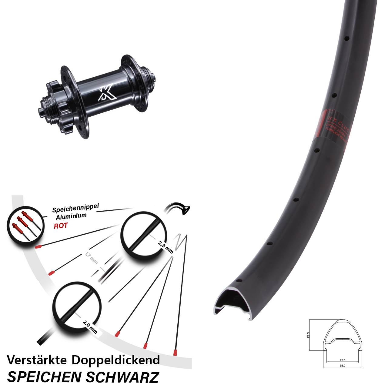 26 Zoll KX-M Clue Disc Vorderrad für Schnellspanner