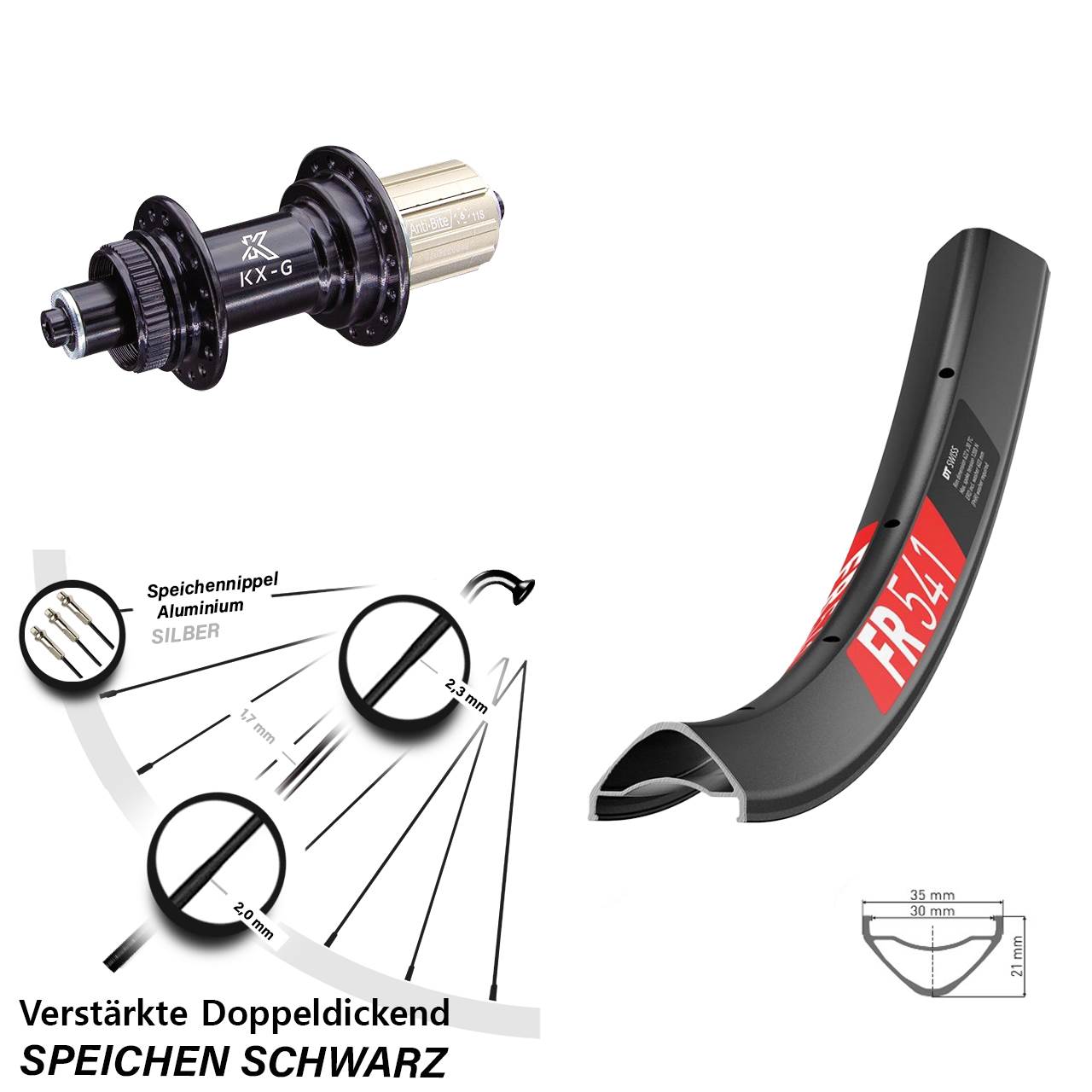 DT Swiss FR541 KX-G 29 Zoll Centerlock Hinterrad QR 8-12 fach HG