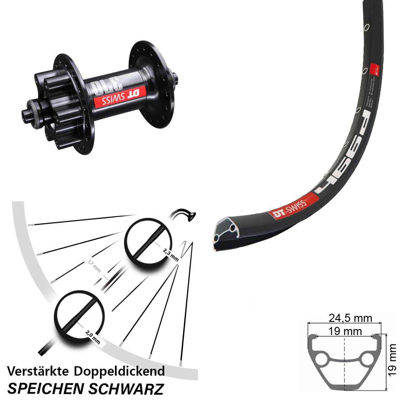 DT Swiss 466-370 28-29 Zoll Disc Vorderrad QR