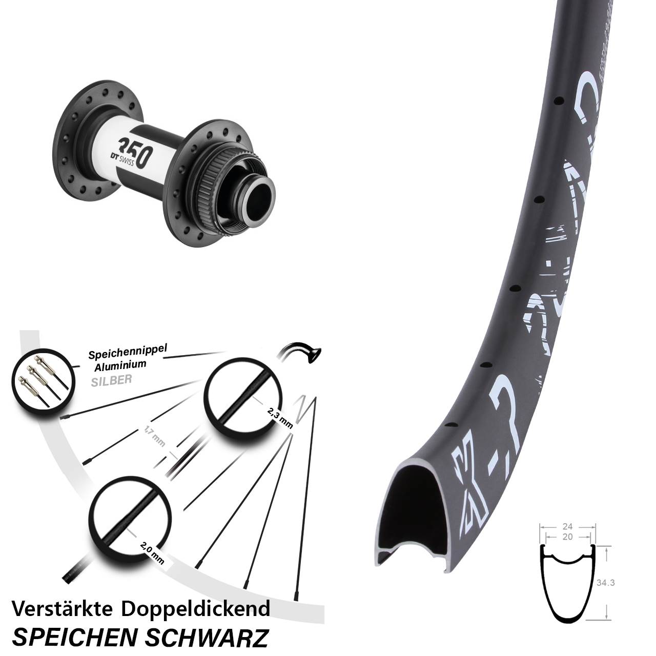 Disc Laufrad 28-29 Zoll KX-R Road DT Swiss 350 15x100