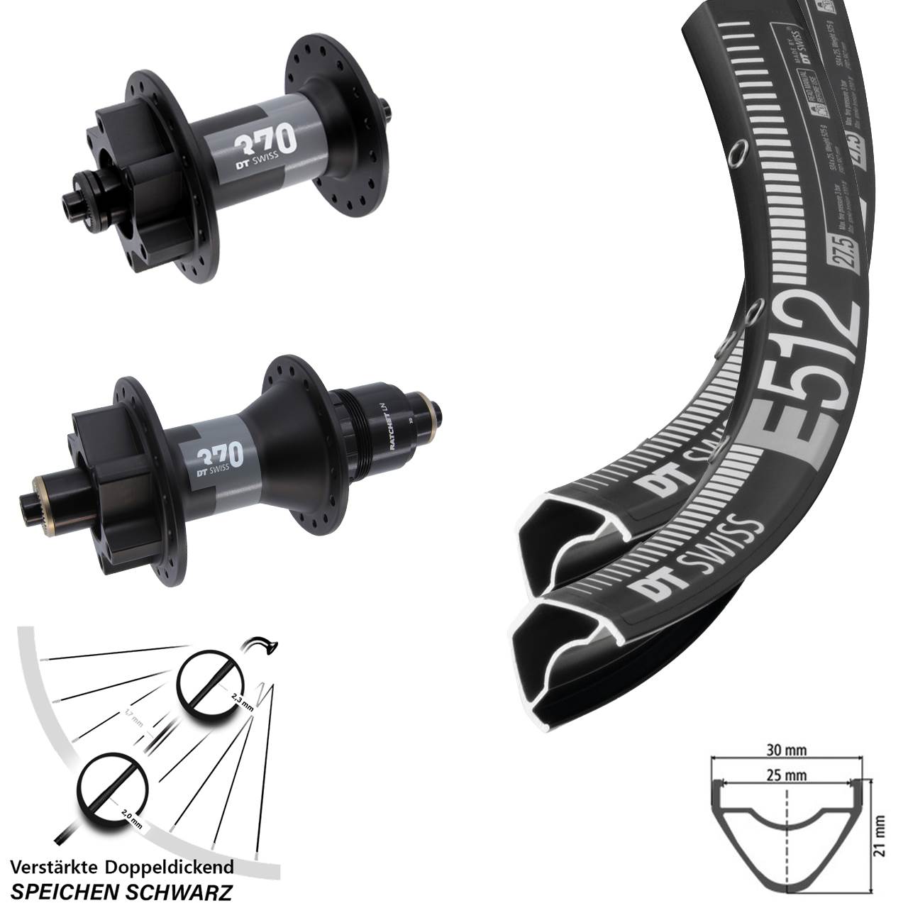DT Swiss E512-370 Disc 29 Zoll Laufradsatz QR XD 11-12 fach