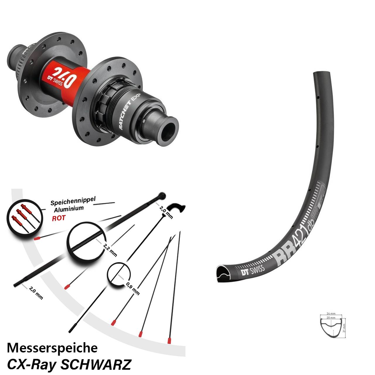 Disc Hinterrad 28 Zoll DT Swiss RR421-240 EXP XDR 11-12 fach 12x142 CX-Ray
