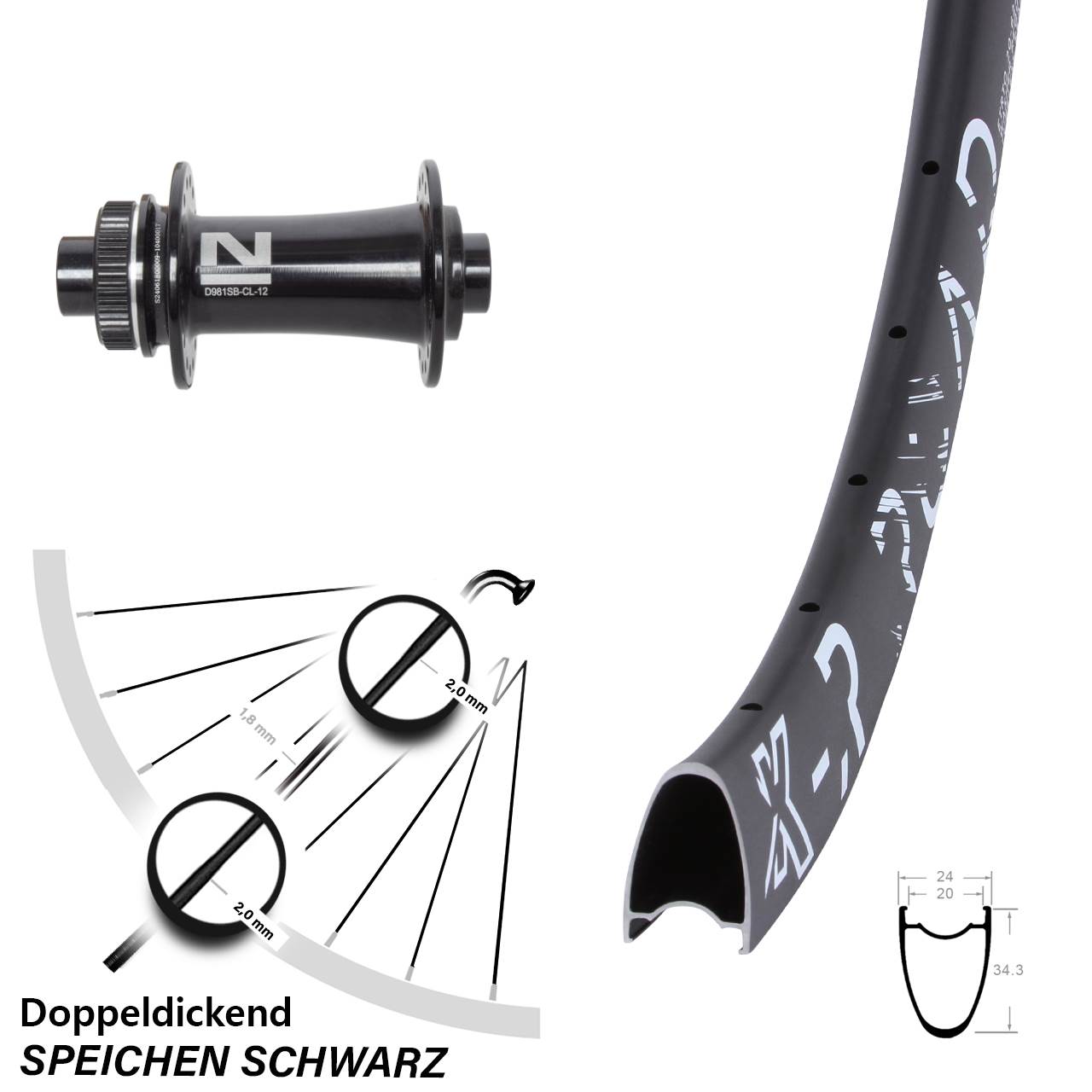 Disc Vorderrad 28 Zoll KX-R Road Novatec D981 12x100