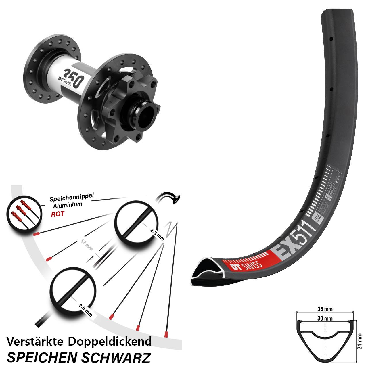 Disc Laufrad 27,5 Zoll DT Swiss EX511-350 15x110 Boost