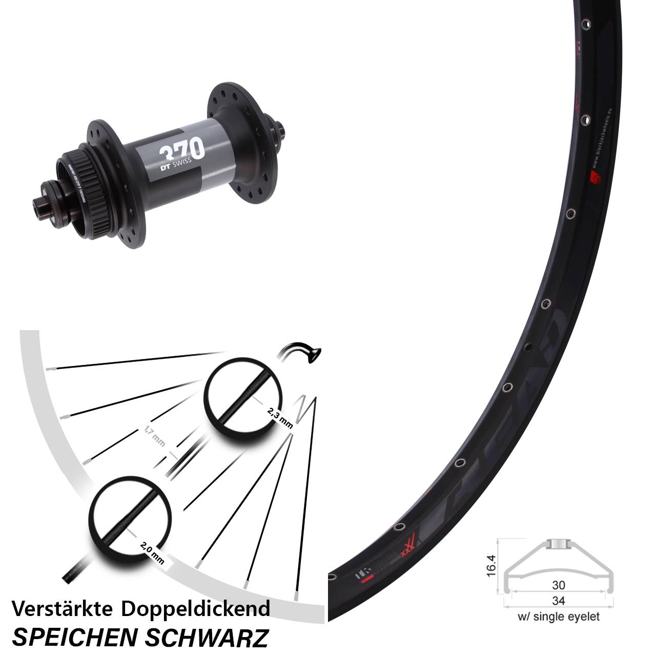 650B Rodi Ready 30 DT Swiss 370 Disc Vorderrad QR