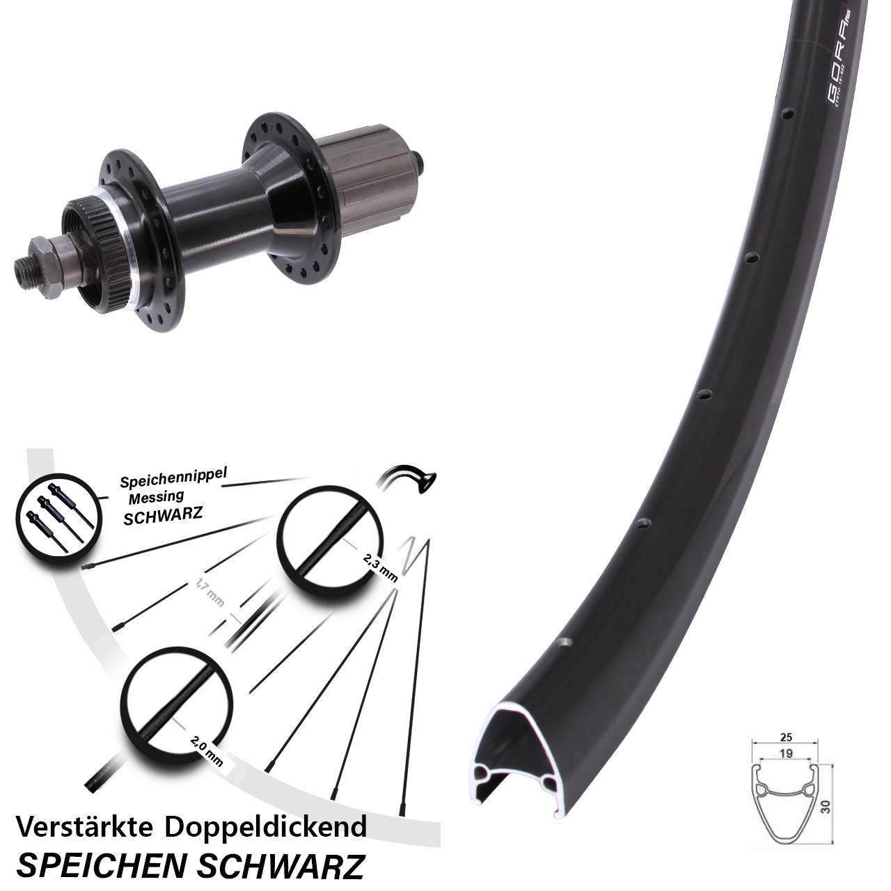 Disc Laufrad 28 Zoll Gora Plus Joytech 5x135 mm schwarz Centerlock 8-11 fach HG QR