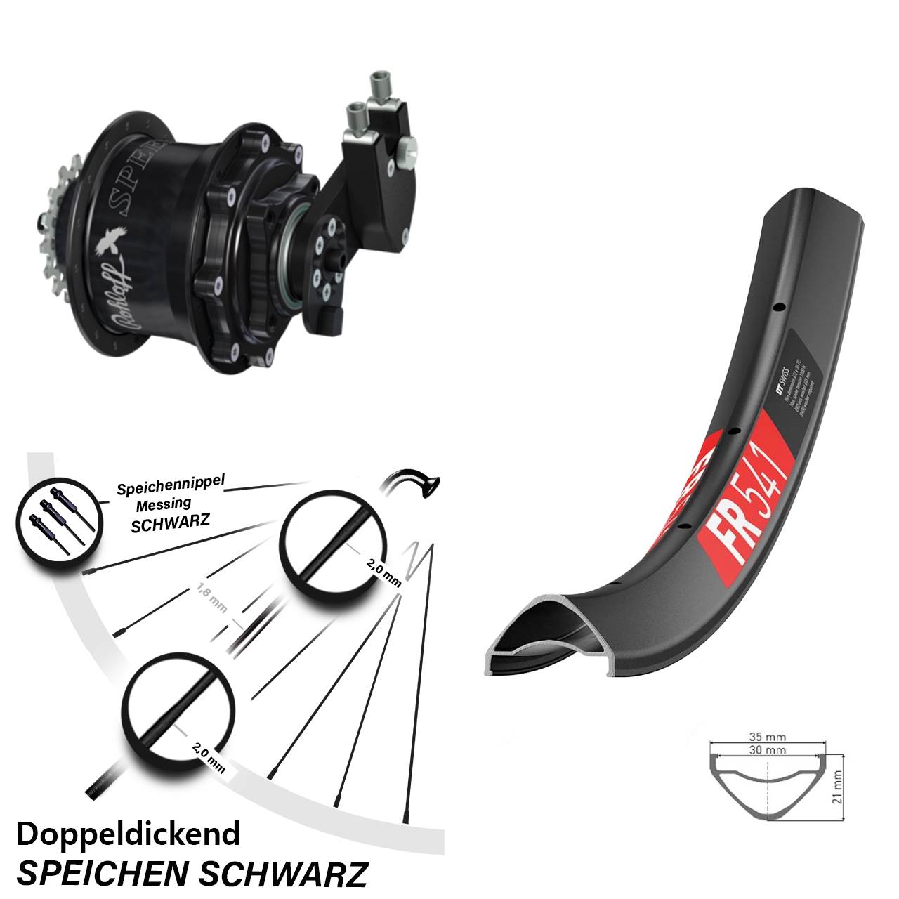 DT Swiss FR541 Rohloff CC DB OEM Tandem 27,5 Zoll Disc Laufrad