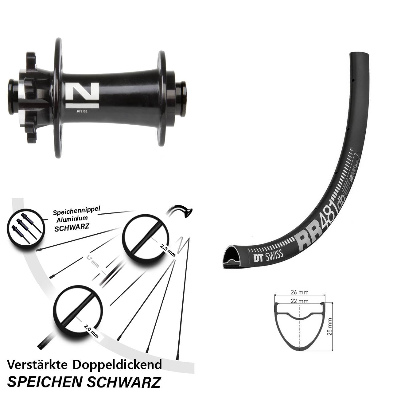 Vorderrad 6-Loch 12x100 28 Zoll DT Swiss RR 481 Novatec D791