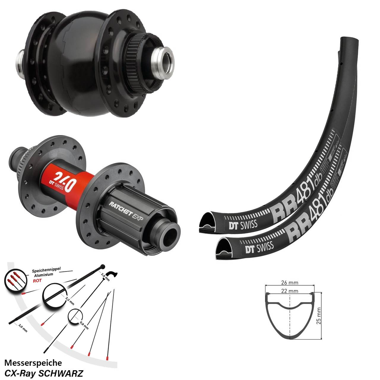 28 Zoll Laufradsatz Road 240 EXP DT Swiss RR 481 SON Dynamo delux CX Ray Centerlock