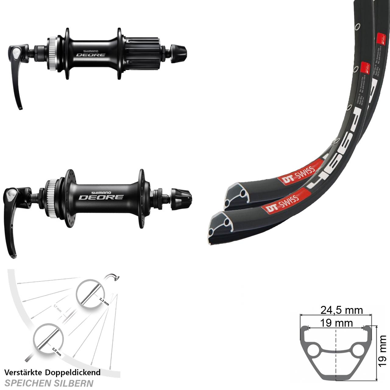 Laufradsatz Centerlock QR 28 Zoll DT Swiss 466d Shimano FH-M6000 HB-M6000 8-11 fach