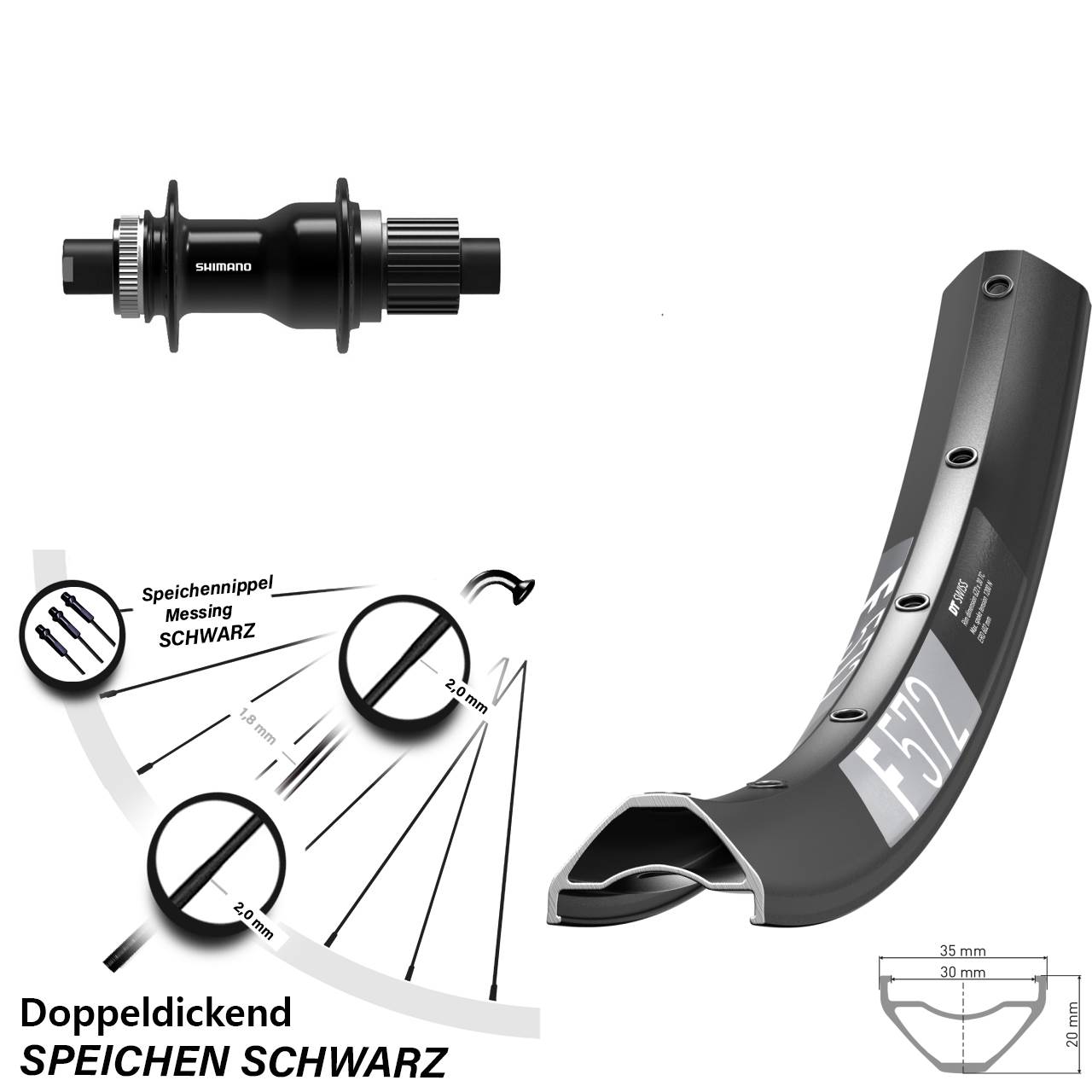 Disc Hinterrad 29 Zoll DT Swiss F572 Shimano FH-TC500-B Micro Spline 12x148