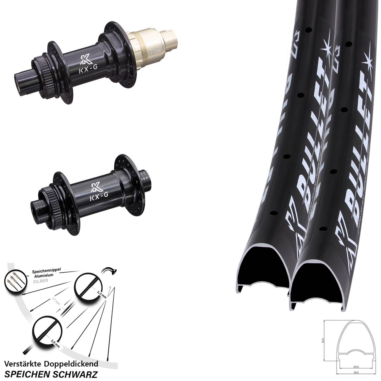 Laufradsatz Centerlock 12x100/142 28 Zoll KX-G Bullet XDR 11-12 fach