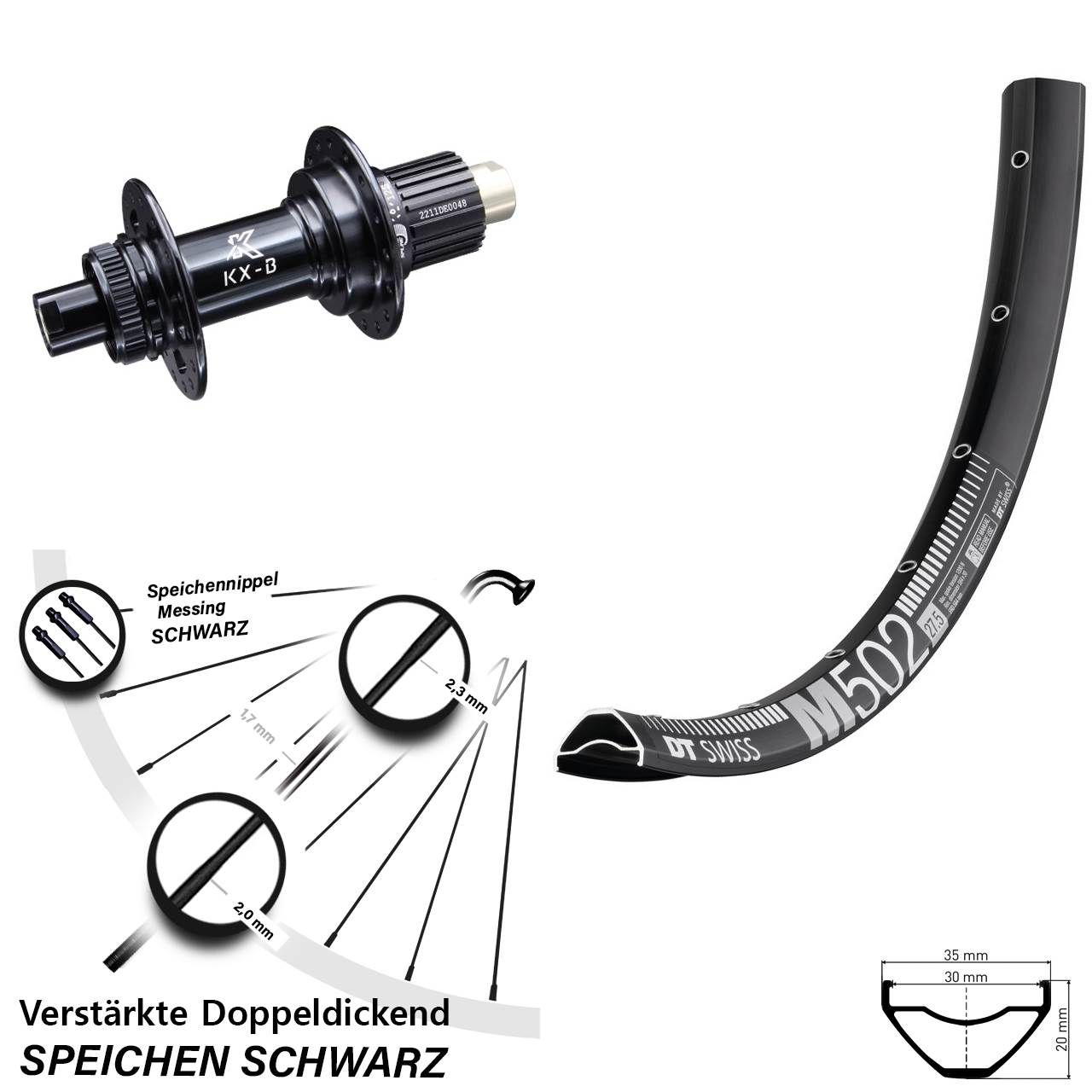 Boost Disc Hinterrad 12x148 29 Zoll DT Swiss M 502 KX-B Shimano Micro Spline