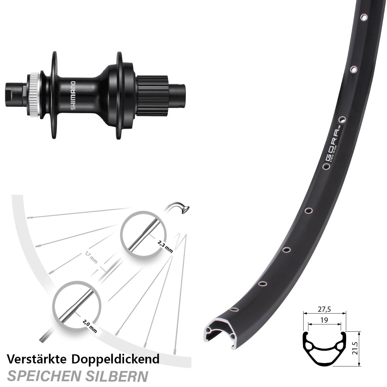 Disc Laufrad 29 Zoll Gora 19 Shimano FH-MT510 Micro Spline 12x142