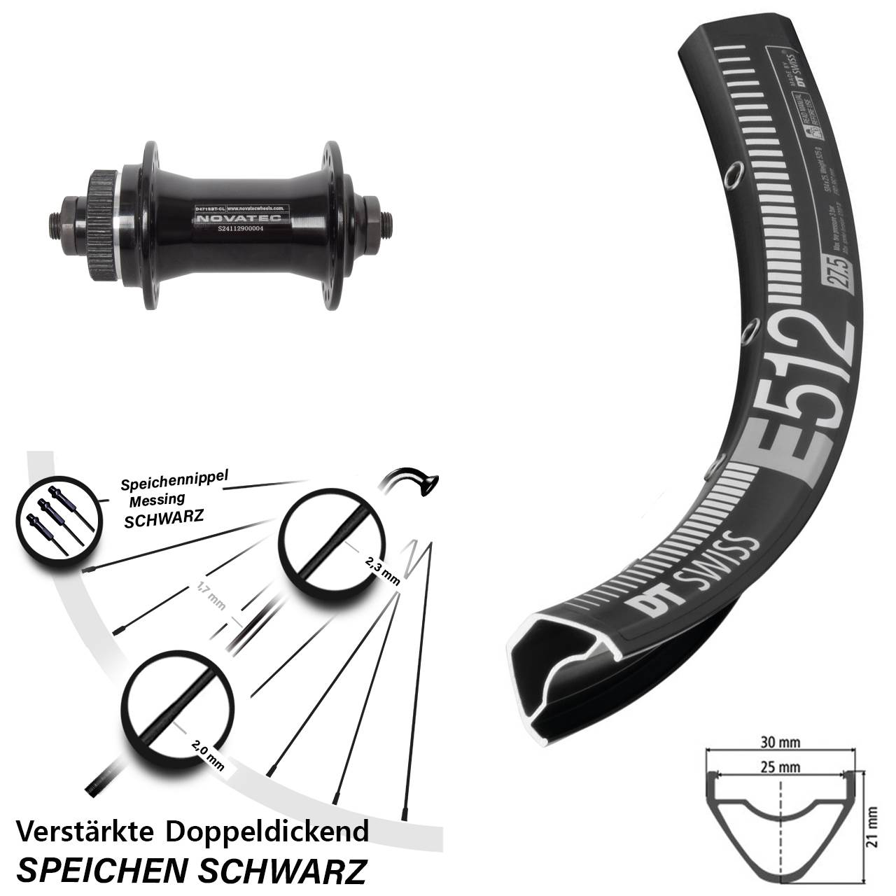 DT Swiss E 512 Novatec D471 27,5 Zoll Disc Vorderrad QR