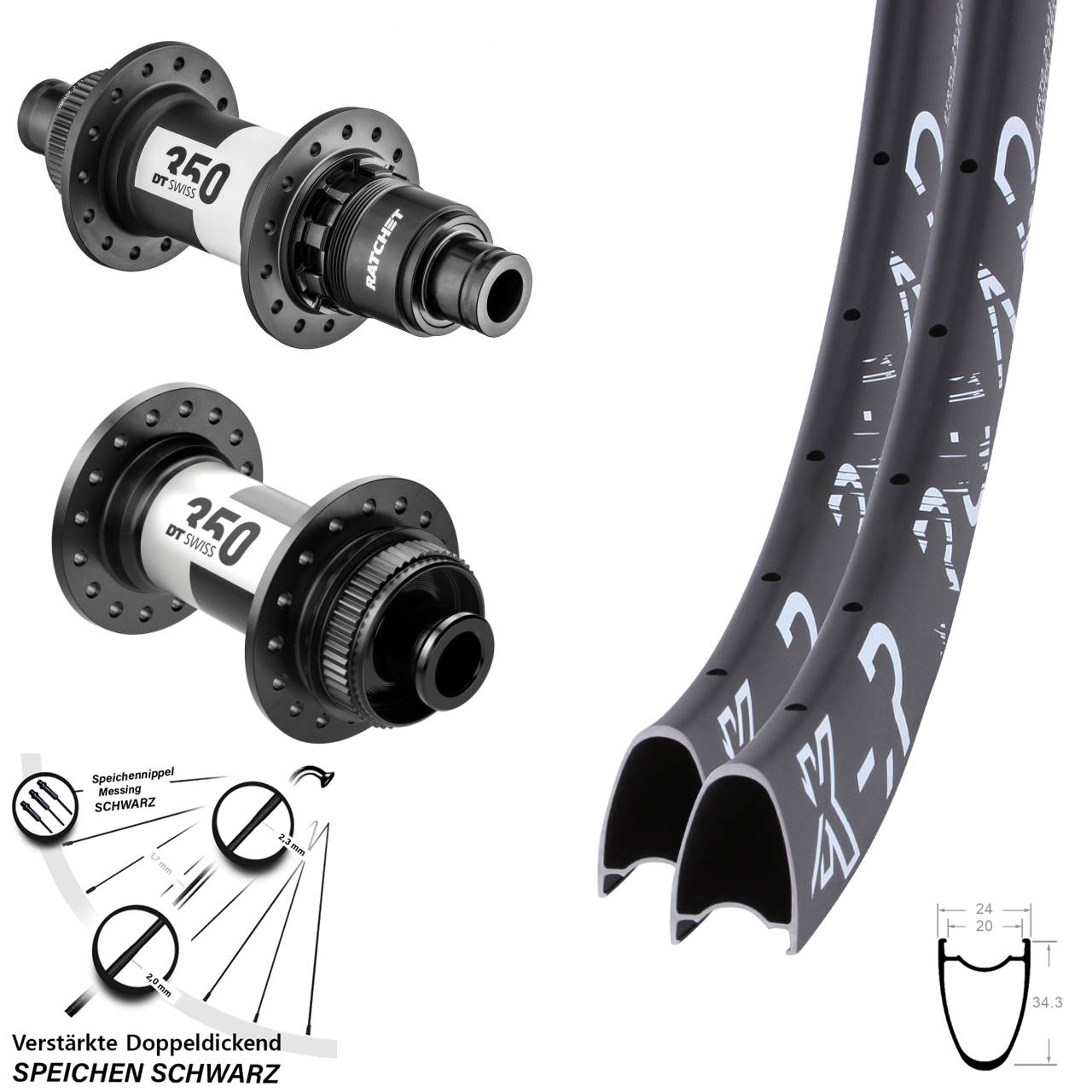 28-29 Zoll KX-R Road DT Swiss 350 Centerlock Laufradsatz 12x100/142 XDR 11-12 fach