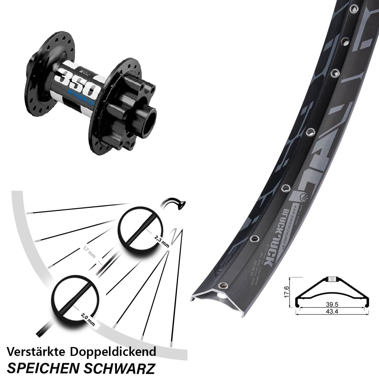 27,5 Zoll Rodi Ready 40 DT Swiss 350 Hybrid Disc Laufrad 15x110 Boost