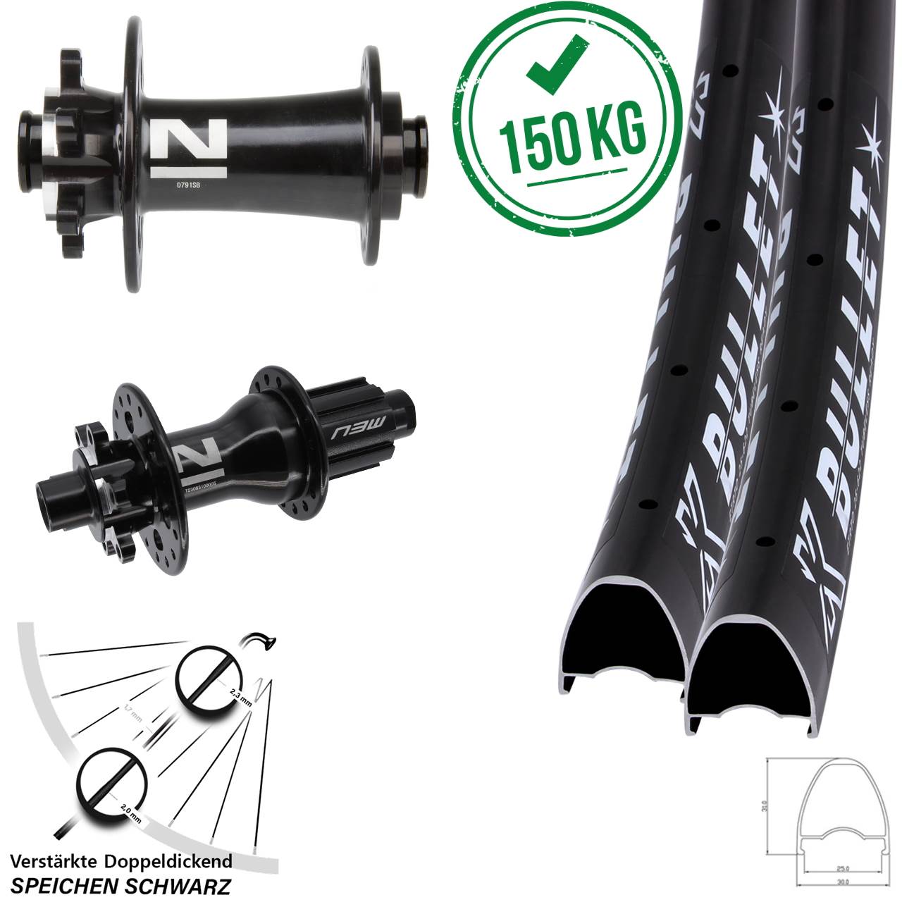 Laufradsatz 6-Loch 12x100/142 28-29 Zoll KX Bullet Novatec D791-D792 Campa N3W