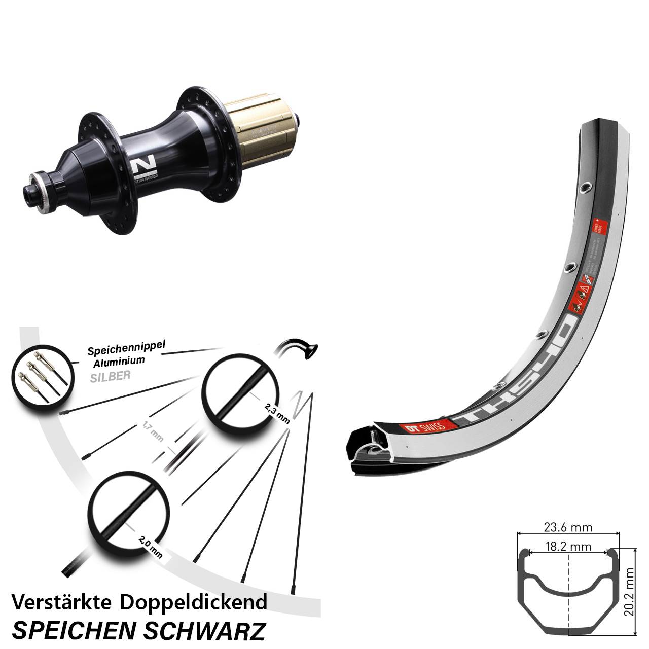 Hinterrad 28 Zoll DT Swiss TK540 Novatec F162SB 8-12 fach QR