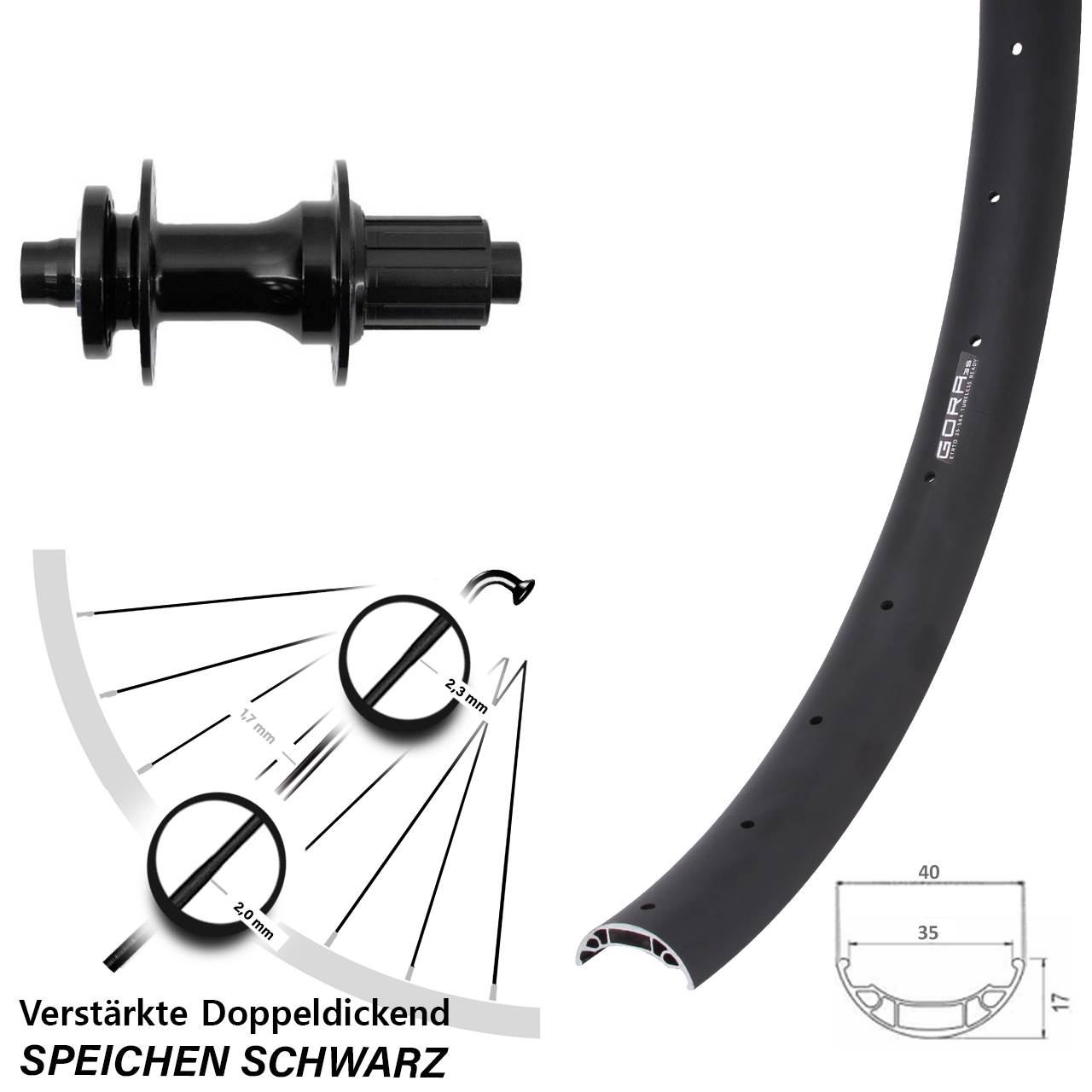 Gora 35 Fastace 27,5 Zoll Hinterrad 12x148 Boost 6-Loch 8-12 fach HG