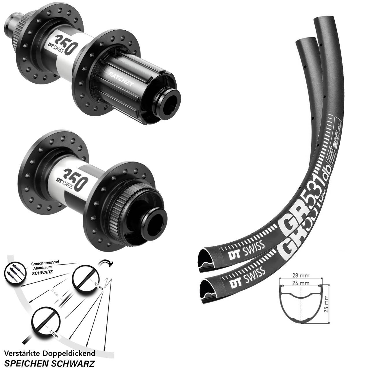 DT Swiss GR531 350 Road 27,5 Zoll Laufradsatz Centerlock 12x100/142 11-12 fach HG