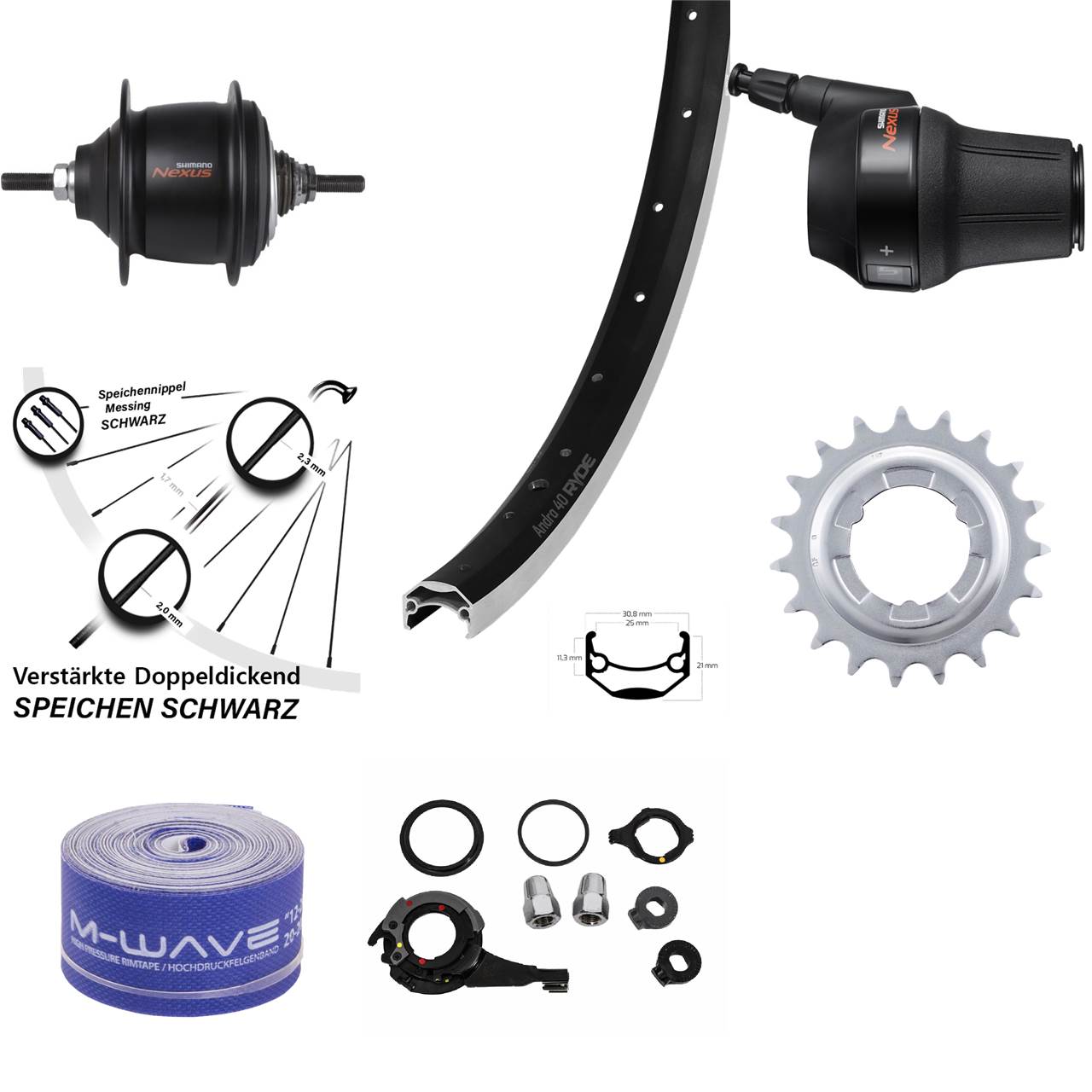 Hinterrad 28 Zoll Ryde Andra 40 Shimano Nexus 8 Gang Premium