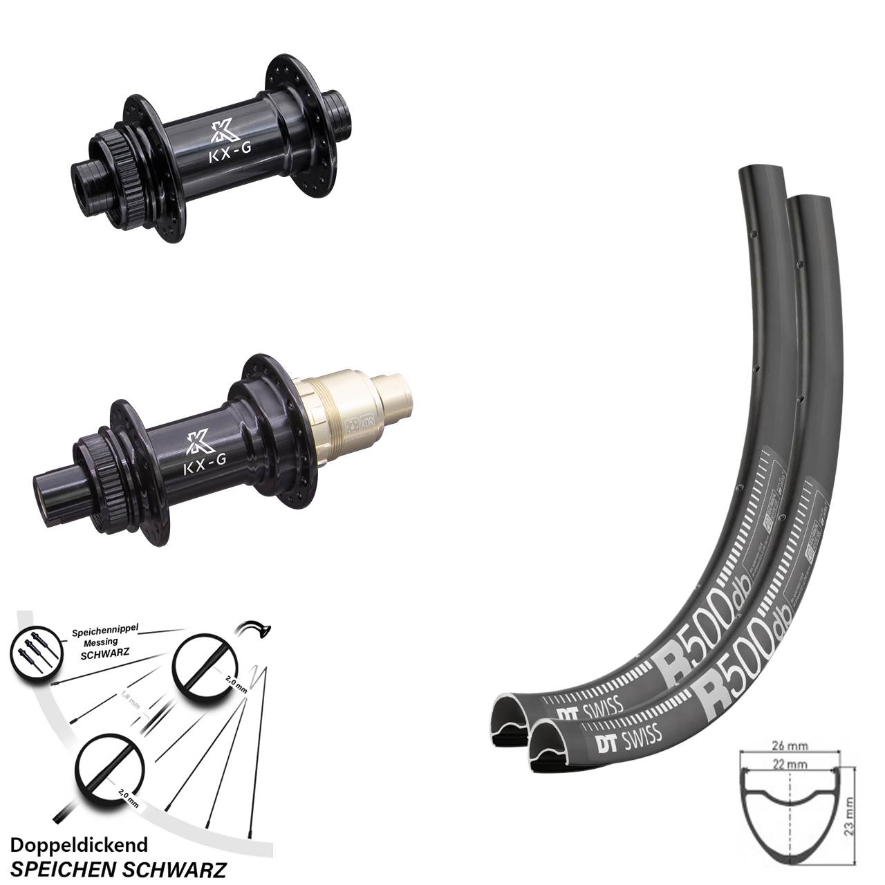 Disc Laufrad-Satz 29 Zoll DT Swiss R 500 KX-G SRAM XDR 15x100 12x142