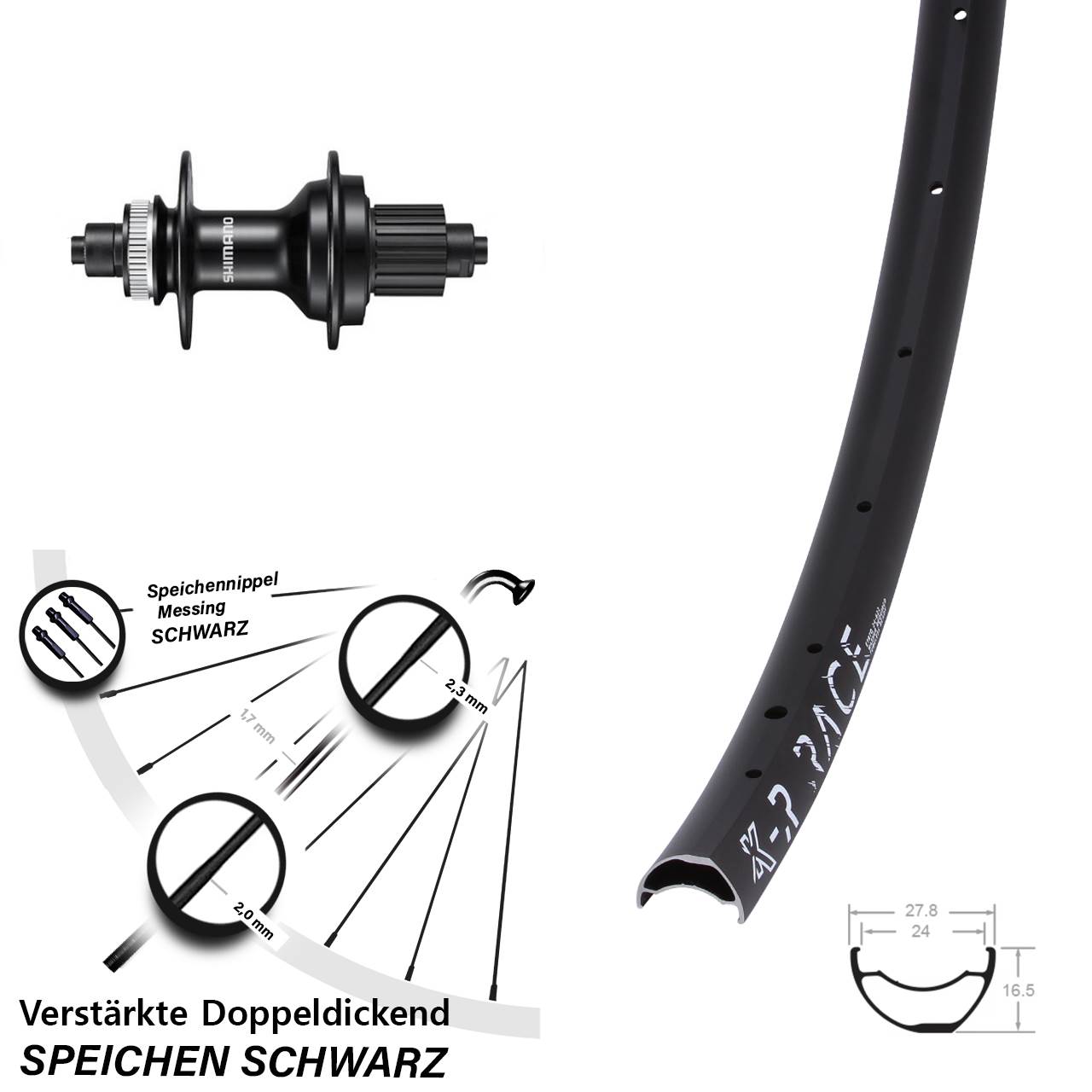 Centerlock Hinterrad für Schnellspanner 28-29 Zoll KX-R Race Shimano FH-MT500 Micro Spline