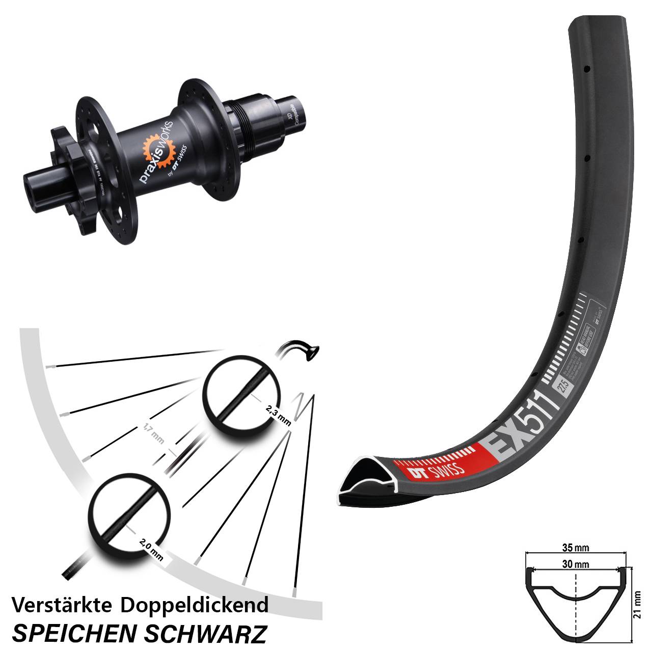Disc Hinterrad 29 Zoll DT Swiss EX 511-350 SL SRAM XD 12x142