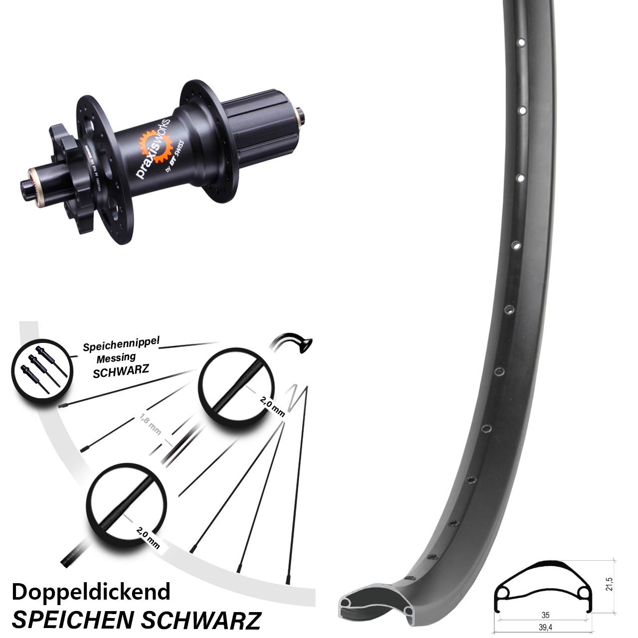 27,5 Zoll Hinterrad Ambrosio E35 DT Swiss 350 Disc 8-11 fach